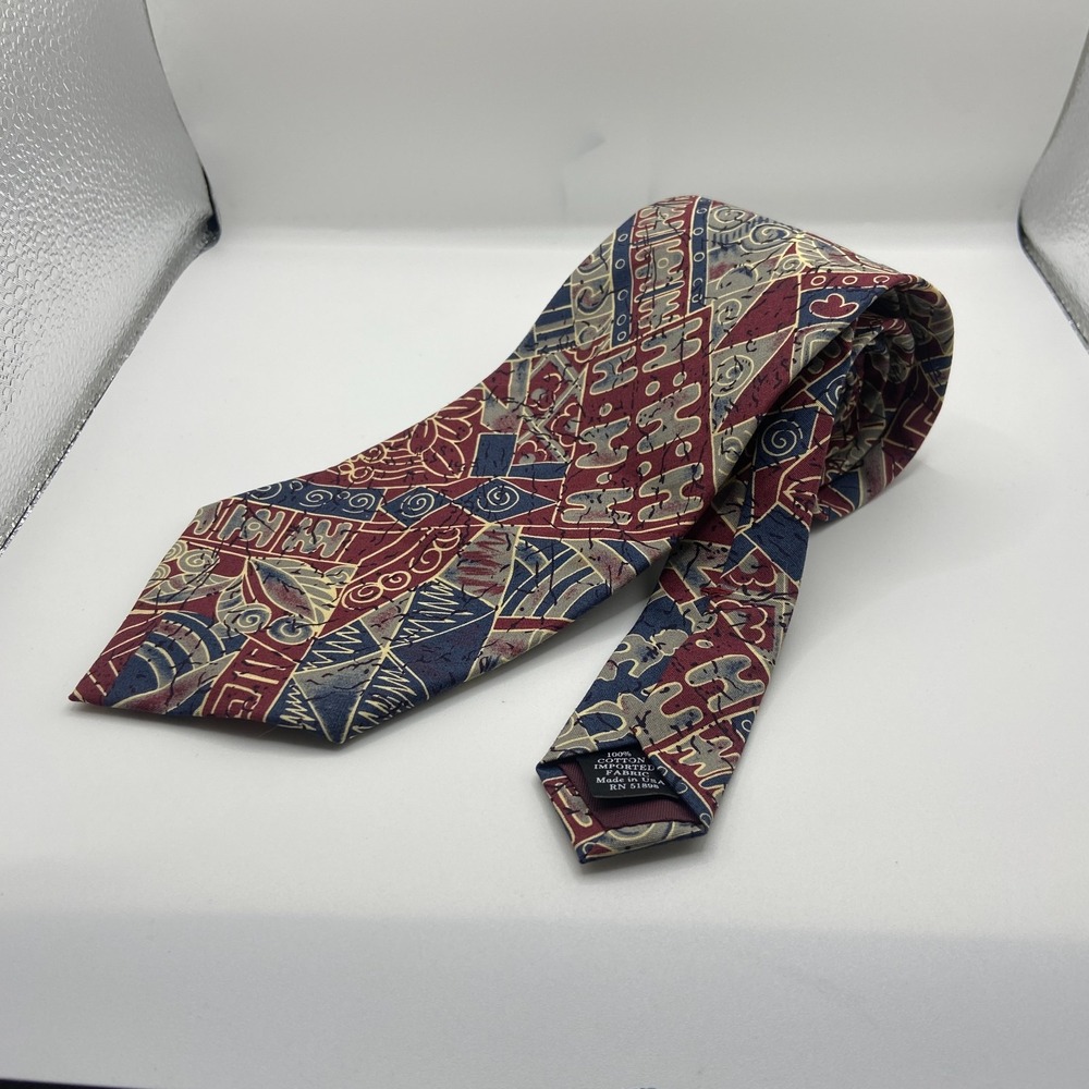 The Lodge Mens Multi Geometric Pattern Cotton Formal Business Pointed Neck Tie